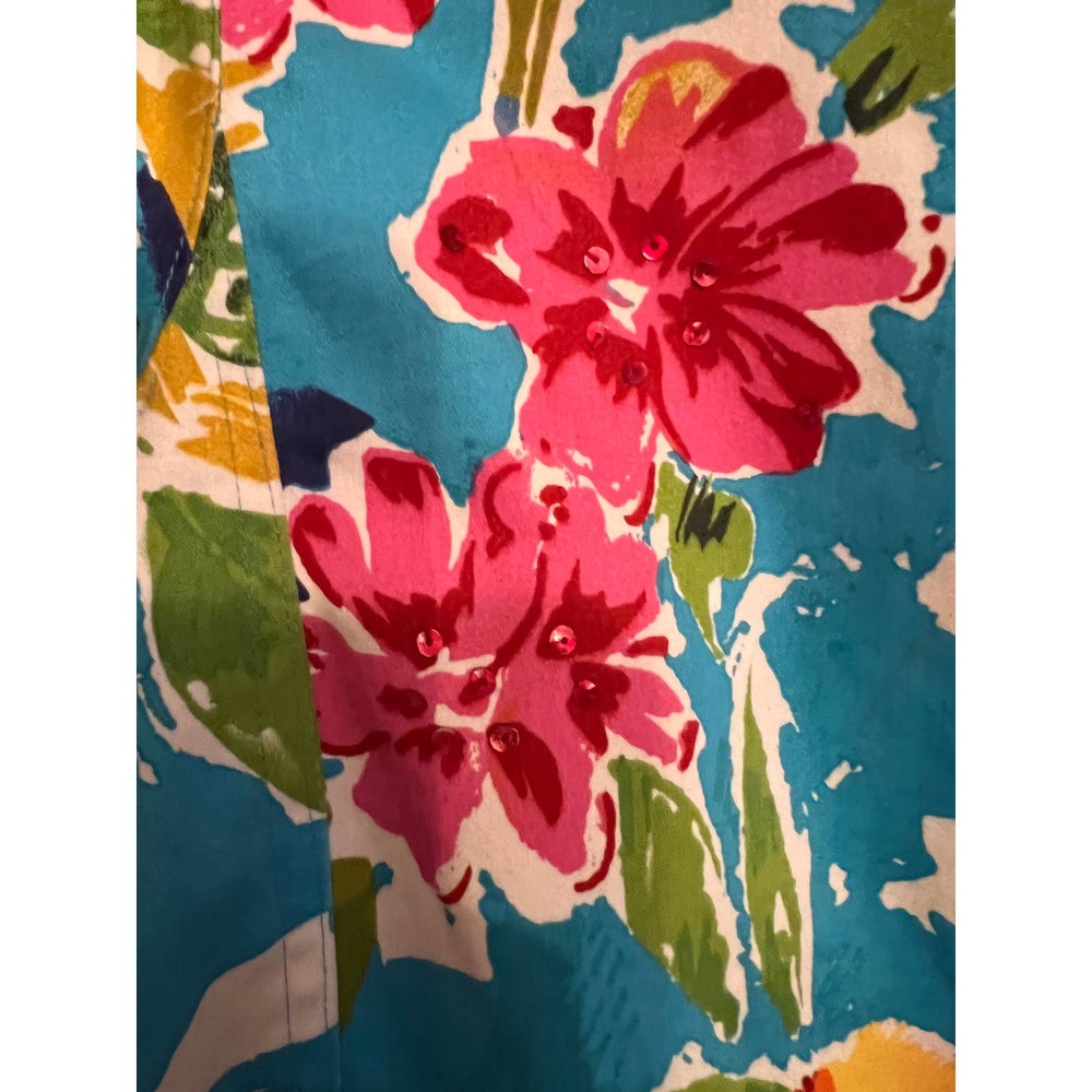 Laura Ashley Women's Long Sleeve Floral Sequin Button Jacket Teal Size L - Picture 9 of 11